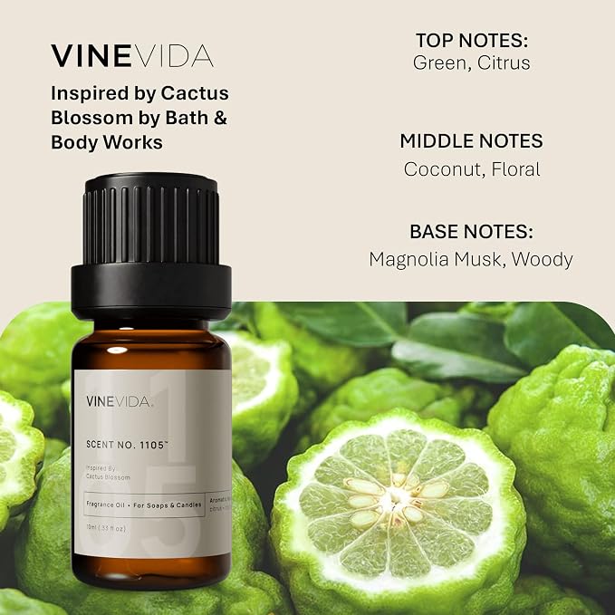 VINEVIDA [0.33oz] Cactus Blossom Fragrance Oil for Candle Making and Soap Making - Premium Candle Scents for Soy Candles