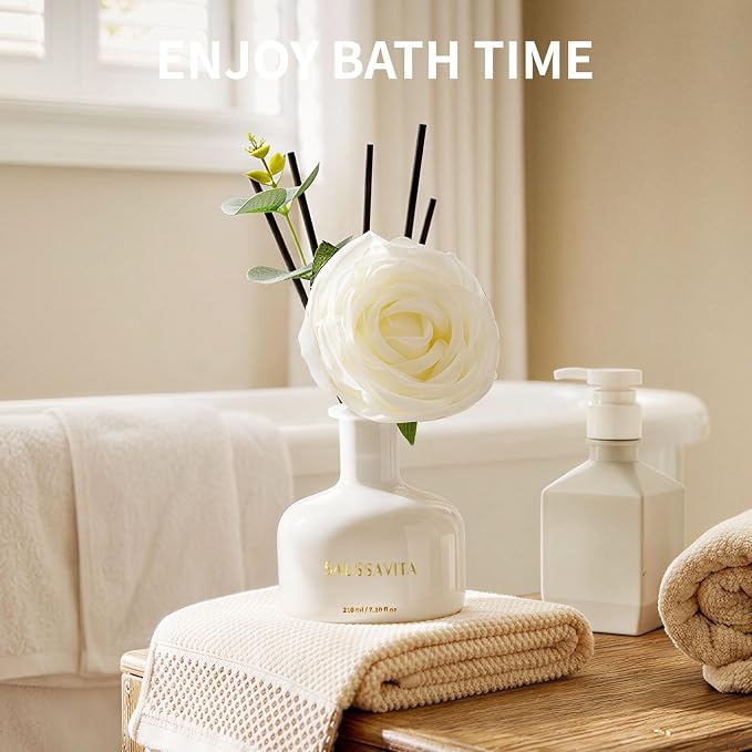 Reed Diffusers Set, 7.10 oz Clean Linen Scented Diffuser with 7 Sticks, Long Lasting Home Fragrance for 120 Days, Perfect for Bathroom, Shelf Decor, Air Fresheners