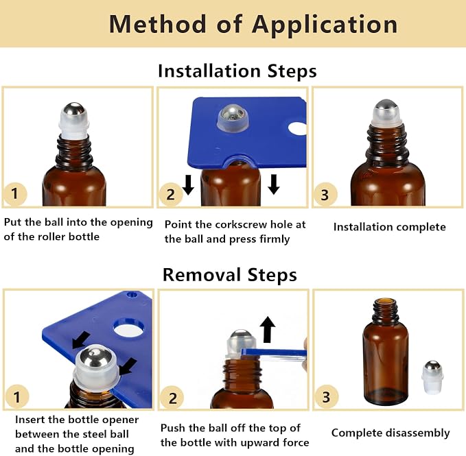 100ML Roller Bottles for Essential Oil, 3 Pack Empty Amber Glass Roller Bottle for Perfume Oil, Roll on Bottles with Stainless Steel Roller Balls, Opener, Funnel and Dropper