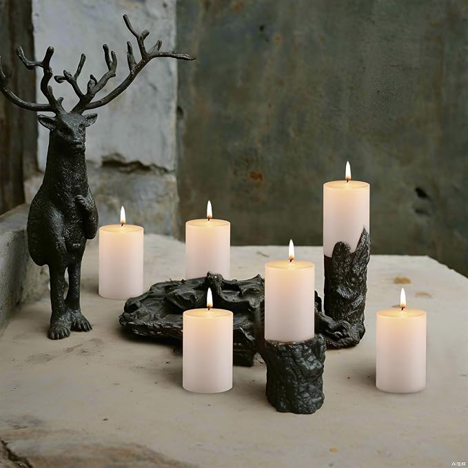 Housecret 50 Pack 2" D x 3" H White Unscented Pillar Votive Candles, Hand Poured Wax Candle (20 Hour Burn Time) Ideal Gifts for Weddings Birthdays Christmas Holidays Party