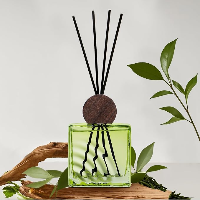 6.76 oz Darjeeling Tea Scent Diffusers with 8 Fiber Sticks,200ml Reed Diffuser for Bathroom Room Air Freshener, Last up for 40 Days