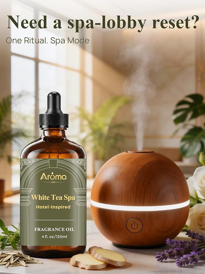 White Tea Spa Fragrance Oil for Ultrasonic and Waterless Diffusers | Hotel-Inspired Diffuser Oil for Home