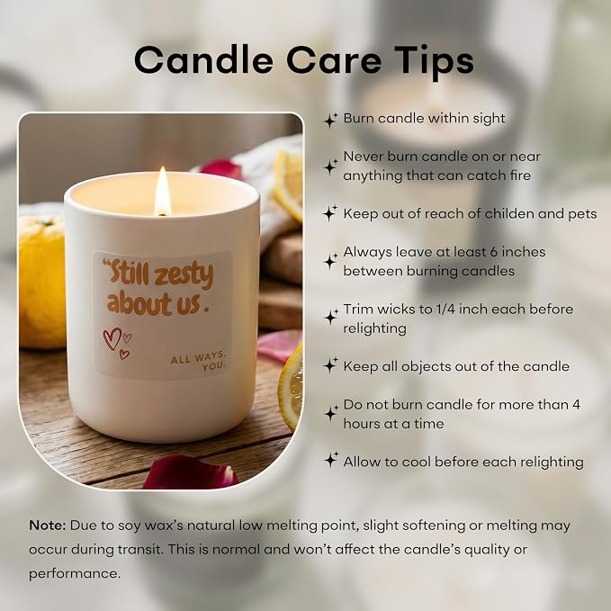 Scented Candles Gifts for Women Men, Natural Soy Wax Grapefruit Candles for Home Scented, Still Zesty About us Theme Perfect for Christmas Valentines Birthday Gifts Idea for Lovers
