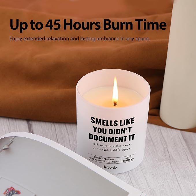Smells Like You Didn’t Document It Funny Office Gifts for Boss Coworker HR Human Resource Scented Candle Home Office Jar Candle Soy Wax (9.5 oz, Layered Scent)