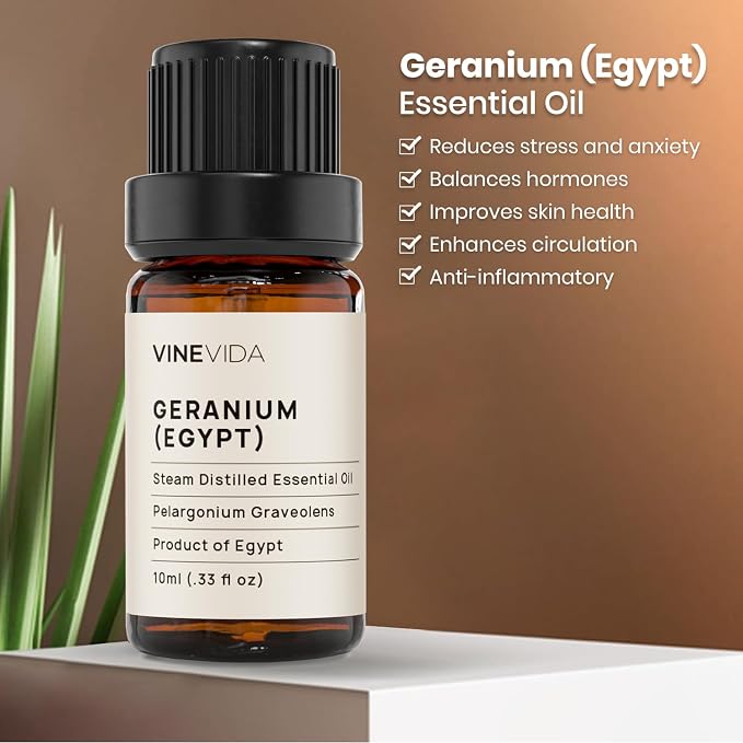 VINEVIDA Geranium Essential Oil - Egypt Scent - 10 mL - DIY Candle & Soap Making