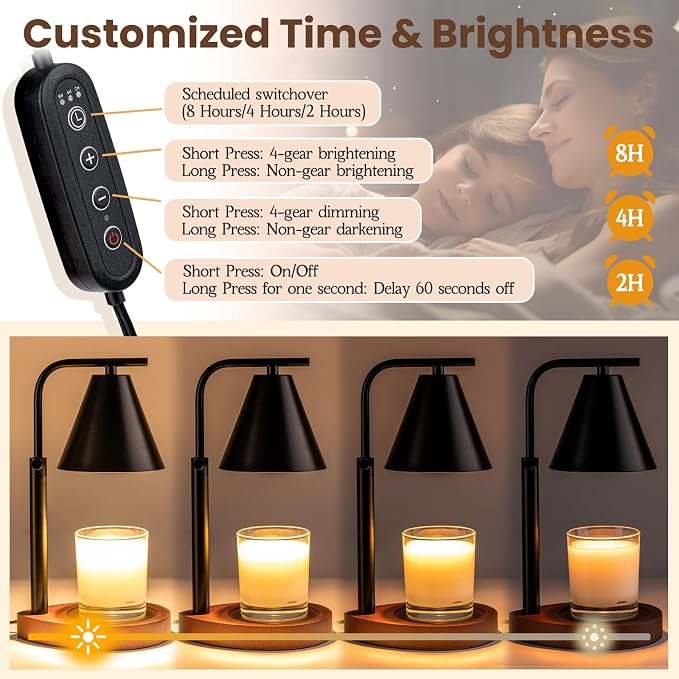Marycele Black Candle Warmer Lamp with Timer, Height Adjustable Electric Lamp Candle Warmer, Black Home Room Decor Aesthetic, Birthday Gifts for Women Men