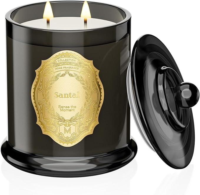 M&SENSE Santal Candles for Home Scented, 2 Wick 12.7oz Soy Wax Candles 70 Hours Long Burning,Non Toxic Candles Gift for Stress Relief, Meditation, Yoga