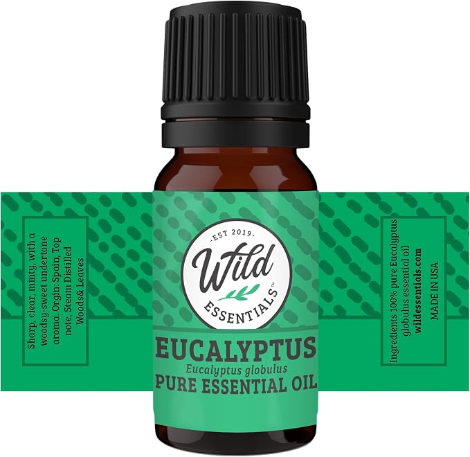 Wild Essentials Top 6 Piece Single Note Essential Oil Set -100% Pure Therapeutic Grade Aromatherapy Kit with Lavender, Eucalyptus, Tea Tree, Orange, Lemongrass, Peppermint - 10ml, Made in The USA