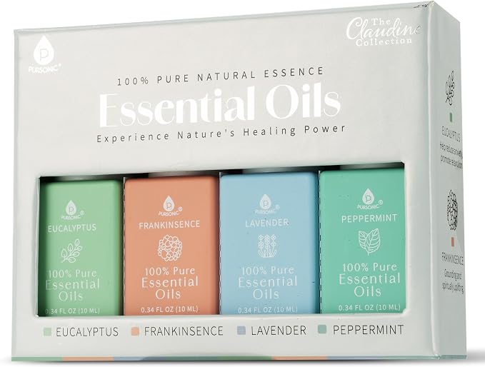 Natural Healing Power Essential Oils 100% Pure with Eucalyptus, Frankincense, Lavender, and Peppermint by Pursonic