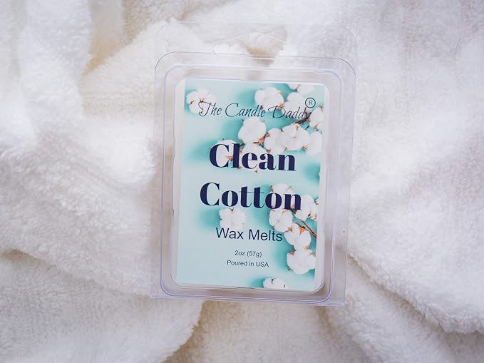 Clean Cotton- Fresh, Calming Cotton Scented Melt- Maximum Scent Wax Cubes/Melts- 1 Pack -2 Ounces- 6 Cubes Gift for Women, Men, BFF, Friend, Wife, Mom, Birthday, Sister, Daughter, Long Lasting