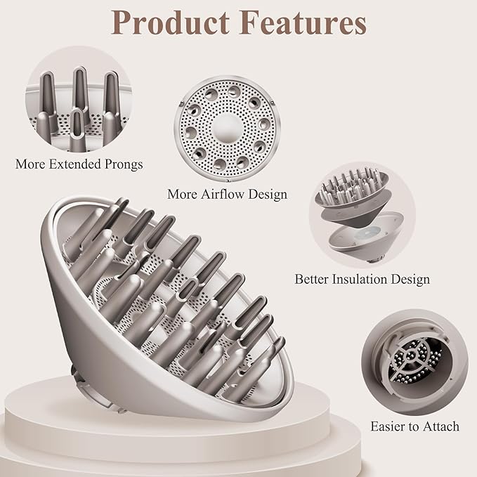 Large Diffuser Attachment Compatible with Shark FlexStyle, Upgraded Bigger Diffuser Nozzle for Dryer Faster and Define Wavy, Curly, Coily Hair