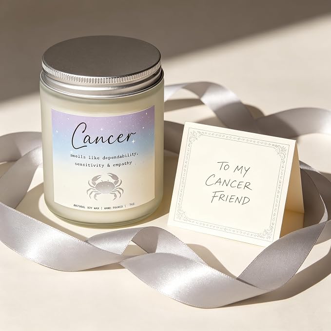 Cancer Candle, Cancer Gifts for Women, Thoughtful Get Well & Sympathy Gifts, Perfect Presents for Birthday - Lavender & Eucalyptus Soy Wax Scented Candle, 7OZ