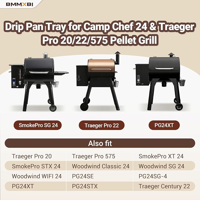 Drip Tray Replacement Parts for Camp Chef 24 Series Pellet Grills Smoke Pro SG24/STX 24/XT 24, Woodwind Classic 24/ SG 24/WIFI 24, PG24SG-4,Drip Pan Heat Baffle for Traeger Pro 20 22 575 Series