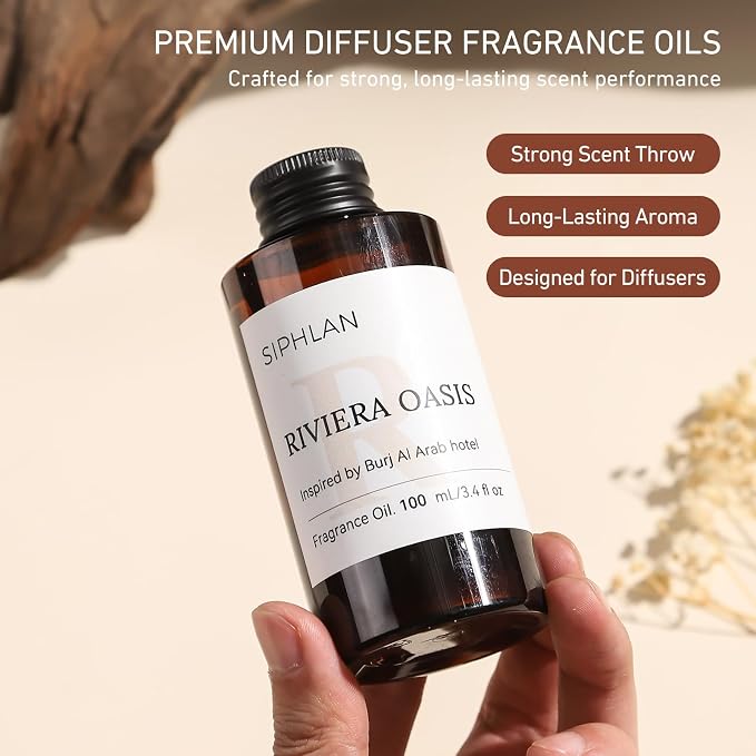 Riviera Oasis Hotel Collection Diffuser Oil – 100mL Luxury Aromatherapy Essential Oil for Diffusers & Waterless Diffusers – Premium Fragrance for Home & Office