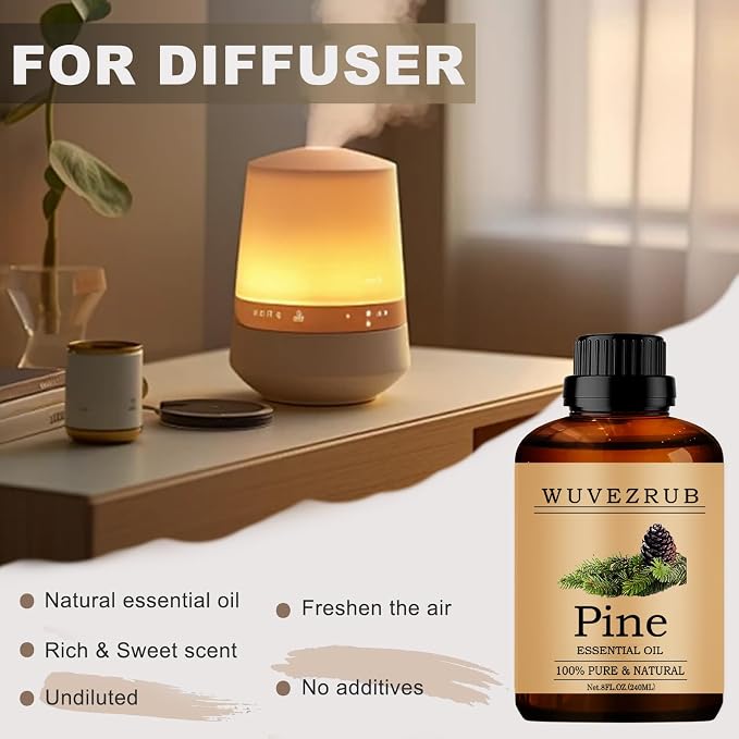 Pine Essential Oils, 240ML Pure and Natural Essential Oil for Aromatherapy Diffuser - 8 Fl Oz