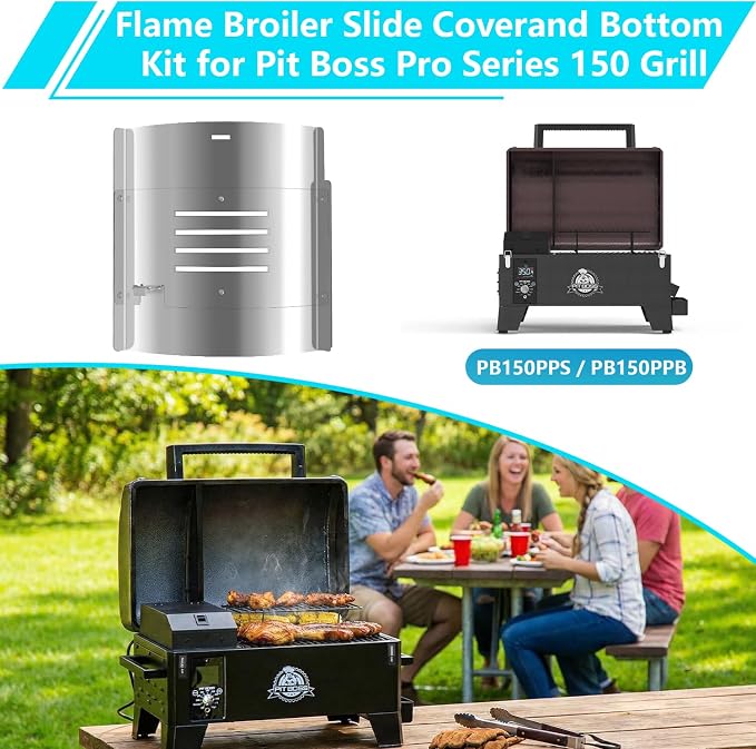 Flame Broiler Kit for Pit Boss 150 Tabletop Portable Pellet Grill Pro Series II Mahogany 150PPS Heat Deflector for Pit Boss Accessories, Replacement Parts for PB Tabletop
