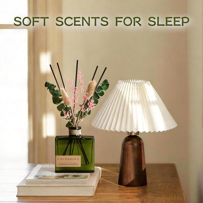COCORRÍNA Reed Diffuser, 6.76 oz Lavender Eucalyptus Scent Reed Diffuser with 6 Sticks & Dried Flowers, Long Lasting Elegant Fragrance Home Décor for Bathroom Bedroom Office