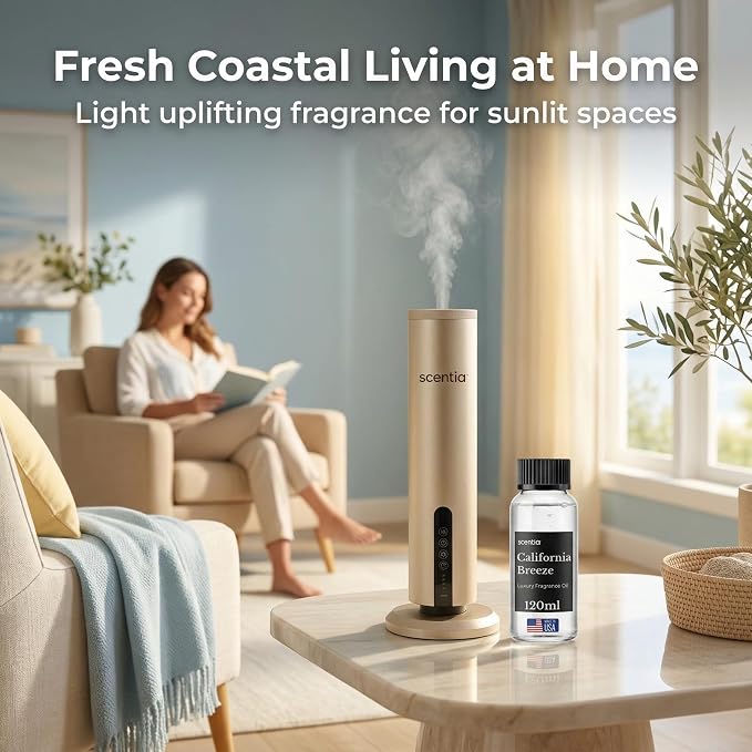 Scentia California Breeze Diffuser Oil Refill – Hotel Fragrance Oil Inspired by Delano Beach Club – 120 mL – Orange, Green Tea & Jasmine Long-Lasting Scent for Ultrasonic & Waterless Diffusers