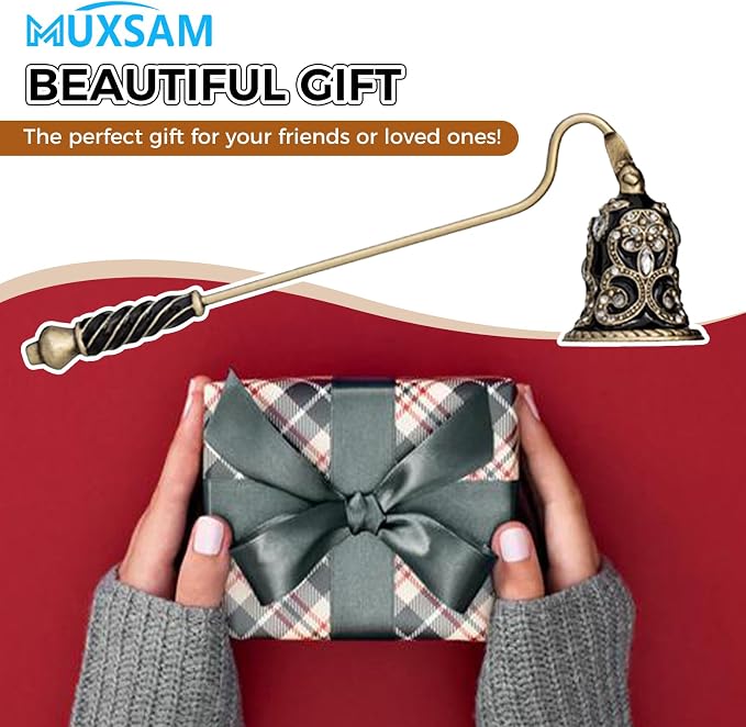 MUXSAM Vintage Candle Snuffer, Candle Extinguisher with Long Handle, Metal Wick Flame Snuffer for Putting Out Candle Flame Safely, Floral Candle Snuffers Accessory for Candle Lovers, Black
