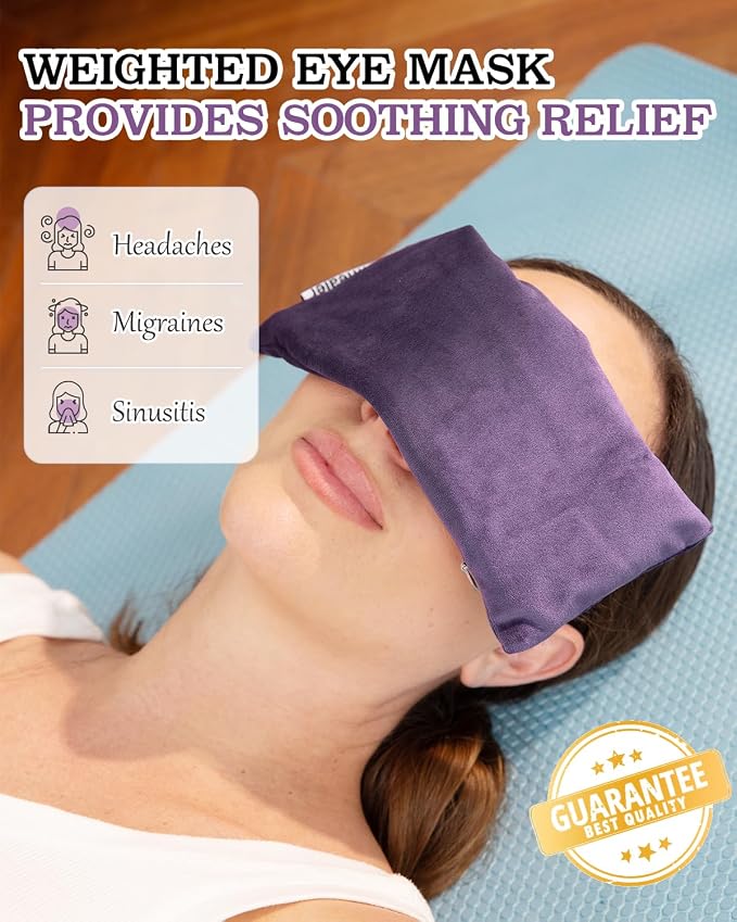 Relaxation Gifts for Women, Weighted Eye Mask for Sleeping, Yoga, Spa, Meditation, Lavender Eye Pillow Heated for Headache, Sinus & Dry Eyes Relief, Moist Heat Mask, Birthday Gifts for Mom (Purple)