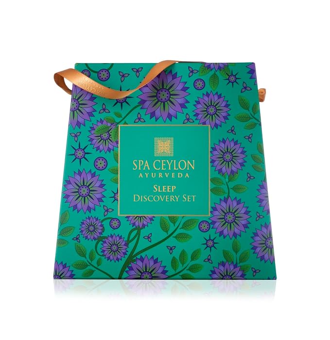 Spa Ceylon Ayurveda Sleep Discovery Set – 4-Piece Natural Bedtime Gift Set with Lavender, Ylang Ylang & Patchouli – Shower Gel, Body Milk, Pillow Mist & Hydrating Butter