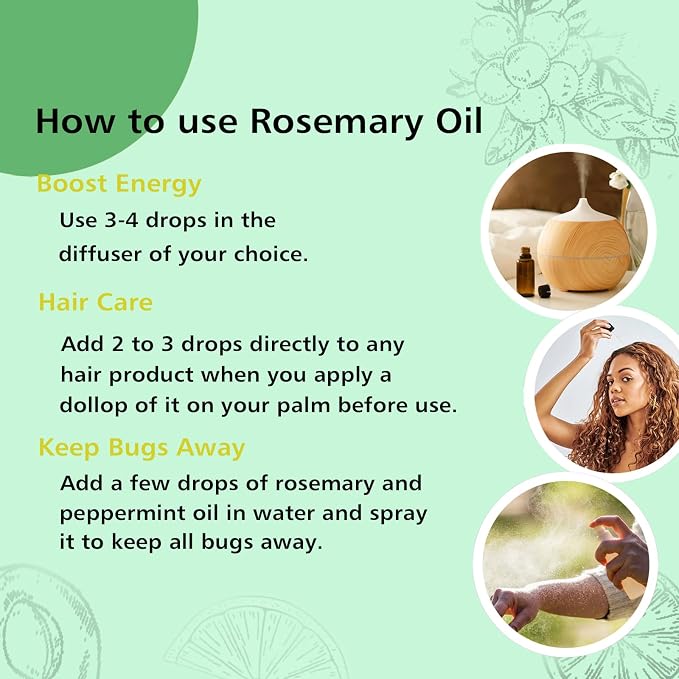 GM Gumili Rosemary Essential Oil, Pure Undiluted Rosemary Oil for Hair Growth, Diffuser, Skin, Spray - 100ml