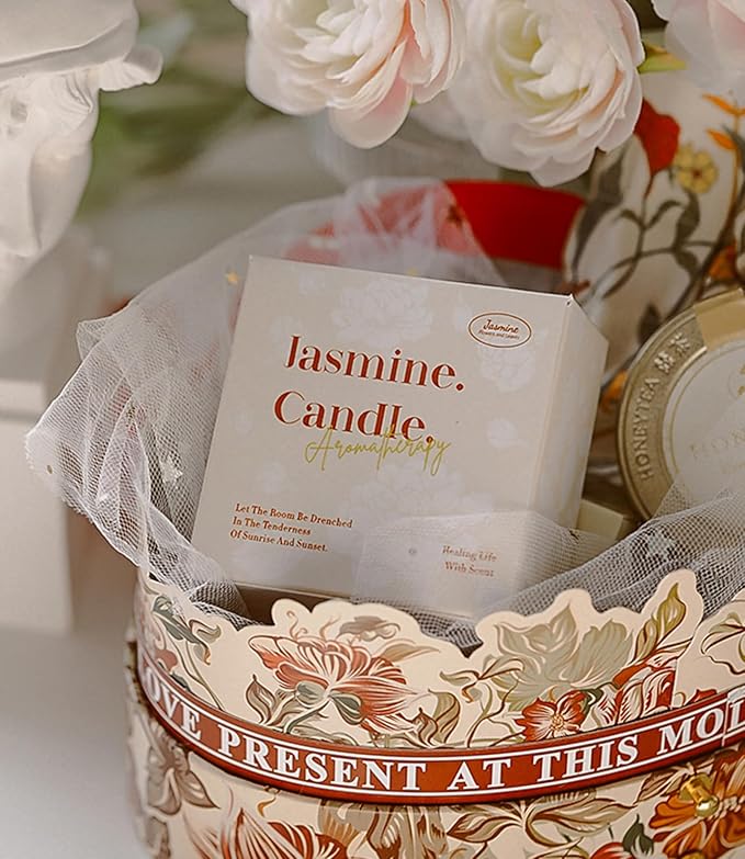 Jasmine Flower Shape Scented Candle,50G Multicolour Romantic Soy Wax Aesthetic Decorative Healing Candle for Valentine's Day Wedding Birthday,Prefect Gift for Meditation Stress Relief Mood (Purple)
