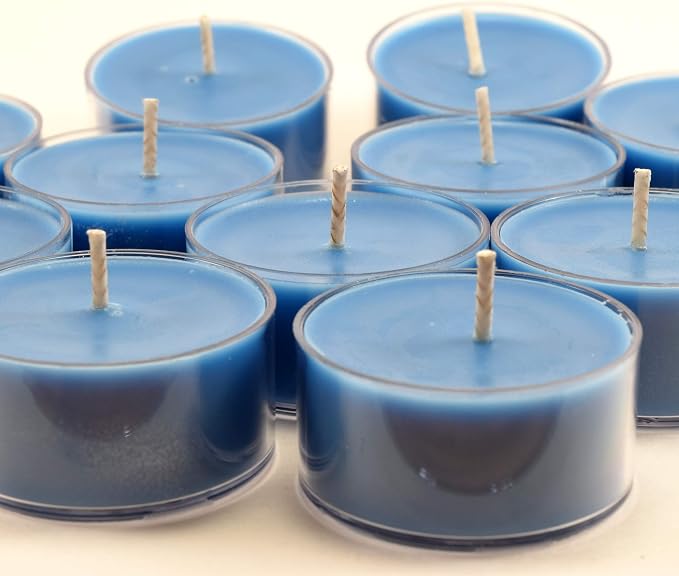Ocean Breeze Scented - Soy Tealight Candles, 12 Pack - Blue Tealight Candles - Highly Scented - Made with Soy Wax - Handmade in The USA - Candeo Candle - Summer Scents