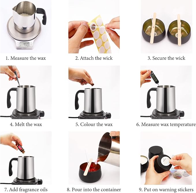 SAEUYVB Candle Making Kit for Adults - Full Set Candle Making Supplies - Soy Candle Kit - DIY Starter Scented Soy Candle Making Kit - Perfect Decoration for Family Life
