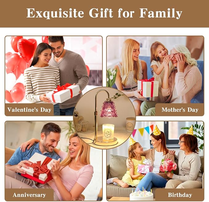 GEEZO Fragrance Candle Warmer Lamp，Electric Candle Warmer with Timer & Dimmer，Mom Christmas Birthday Gifts for Women, House Warming Gifts New Home Bedroom Decor