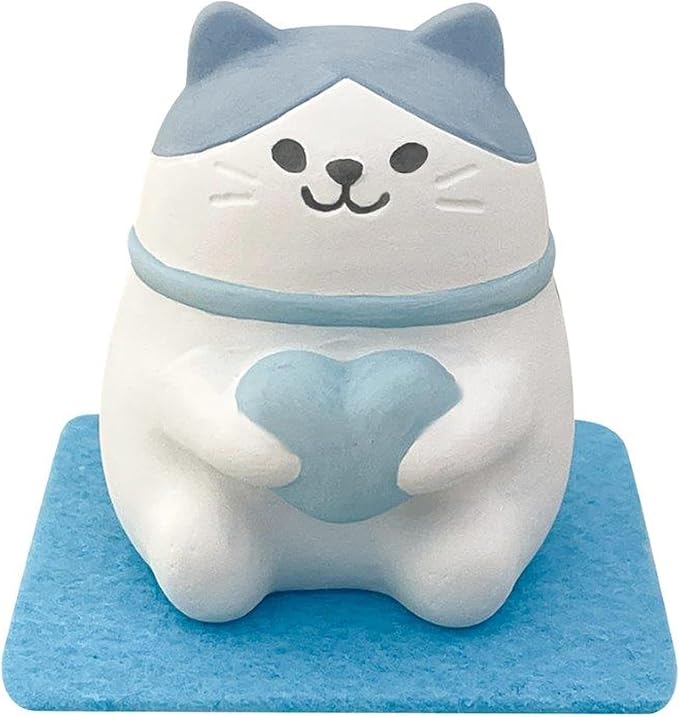 Stone Diffuser Cute Lucky Cat Passive Diffuser for Essential Oil, Non-Electric (Blue)