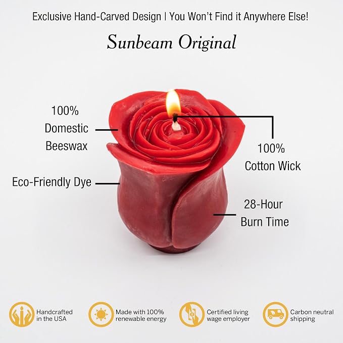 Beeswax Rose Candles (Red, Petit)