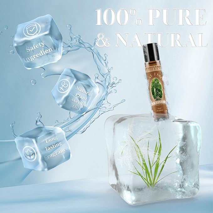 Vetiver Essential Oil 10ML - 100% Pure and Natural Therapeutic Grade Oils for Aromatherapy Diffuser - 0.34 Fl Oz/Vetiver