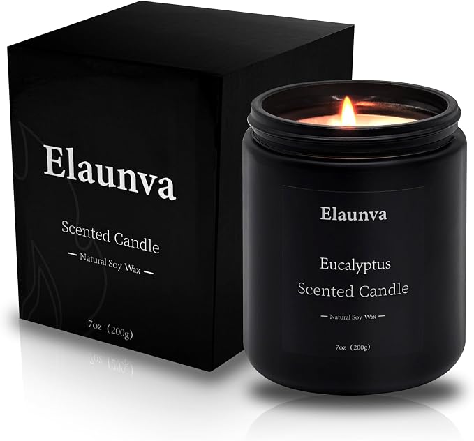 Eucalyptus Scented Candle 7oz, Natural Soy Wax | Aromatherapy, Spring Fresh Home Scent, Stress Relief, Spring Easter Home Decor Gift