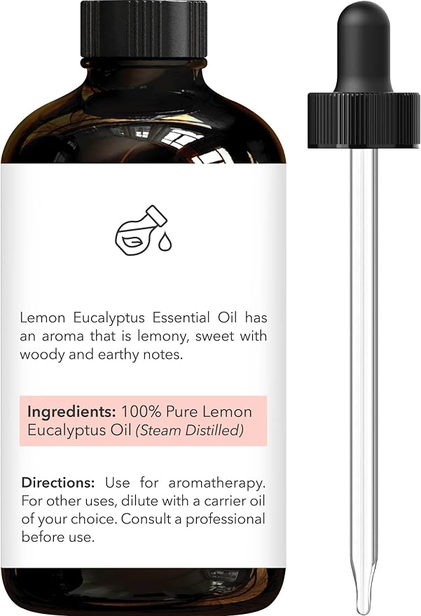 Brooklyn Botany Lemon Eucalyptus Essential Oil - Huge 4 Fl Oz - 100% Pure and Natural - Premium Grade with Dropper - for Aromatherapy and Diffuser