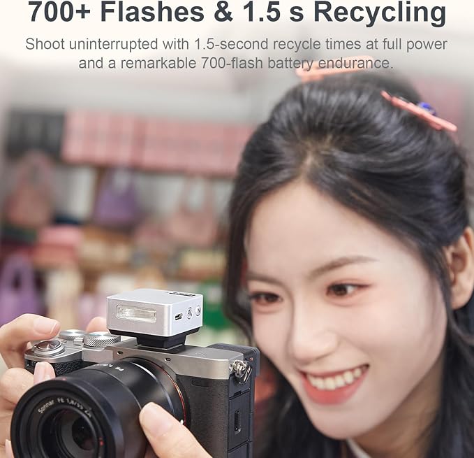 GODOX iT20 Mini TTL Camera Flash Light (45g Ultra-Light) 700 Full Flashes, 1.5s Recycle, Magnetic Accessories for Canon Nikon Sony Fuji Olympus (Siliver, for Canon)