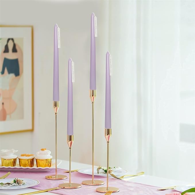 Dripless Candles Scent Candle Sticks,Gedengni 10 Inch Purple Candlesticks Scented Tapered Candle Lavender Long Taper Candles for Dinner Decor Housewarming Gift Idea,4pcs (8D4PC-PURPLE)