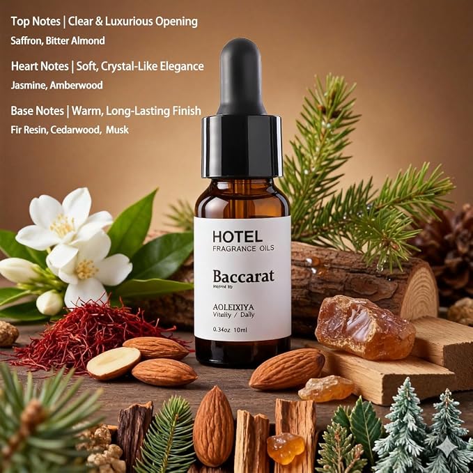 Hotel Essential Oils - Inspired by 5-Star Hotel Baccarat for Waterless Diffuser & Ultrasonic and Crafting for Ultrasonic and Crafting 0.34 Fl Oz (Pack of 1)