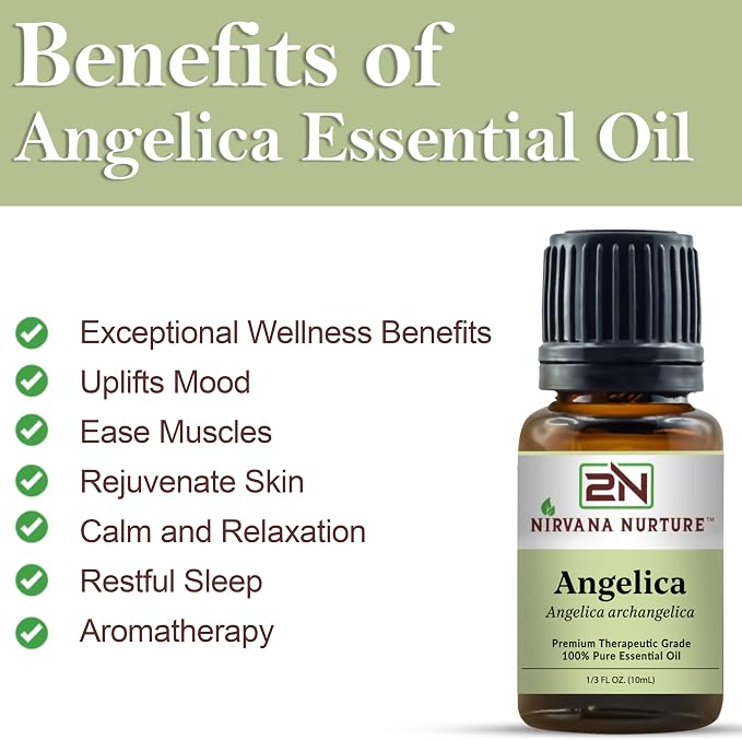 Angelica Essential Oil, 100% Pure Undiluted, Aromatherapy Oil for Diffuser, Hair & Skin Care