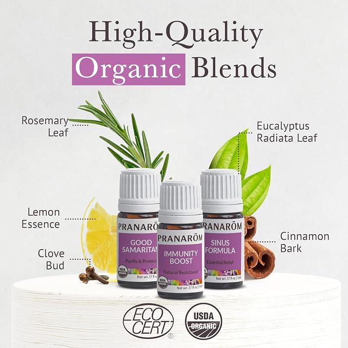 Pranarom - S.O.S. Wellness Blend Essential Oil Kit (3-Pack of 5ml) - Includes Good Samaritan & Sinus Formula - 100% Pure Essential Oil | USDA and ECOCERT Certified Organic