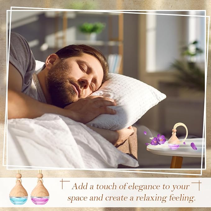 Rtteri 50 Pcs Car Air Fresheners Diffuser for Essential Oil Empty Hanging Bottle Glass Bottles Refillable Perfume Pendant Aromatherapy Fragrance Ornament Decor(Simple Style)