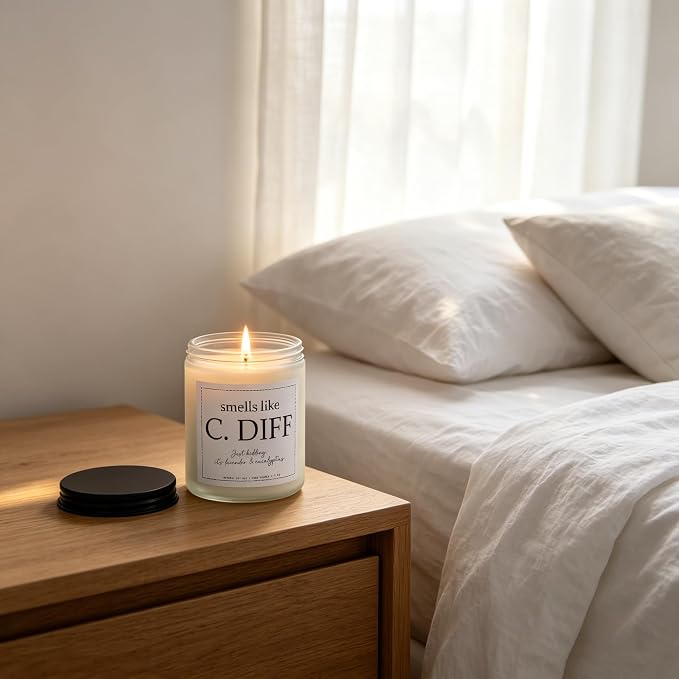 “Smells Like C.Diff” Candle, Nurse Gifts for Women, Nurse Practitioner Gifts for Women, Lavender & Eucalyptus, 100% Soy Wax, 7OZ