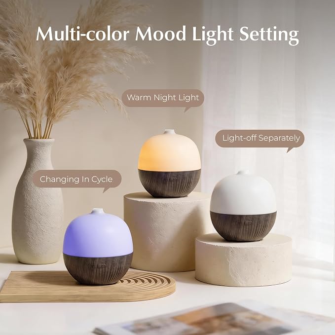 ARVIDSSON Essential Oil Diffuser, 100ml Aromatherapy Diffuser with Mood Light, Ultrasonic Oil Diffusers for Home, Small Diffuser for Essential Oils, Gift for Women - Dark Wood