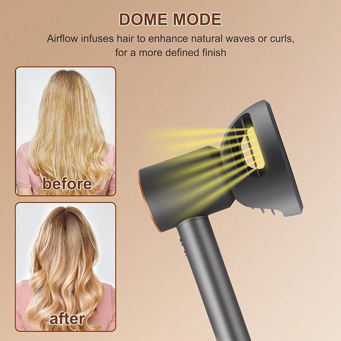 Wave+Curl Diffuser Attachment for Dyson Supersonic Hair Dryer HD19(travel) HD01 HD02 HD03 HD04 HD08 HD15, Fast Drying, Dome and Diffuse Modes for Wave Curly Thick, Adding Volume and Define, Gray
