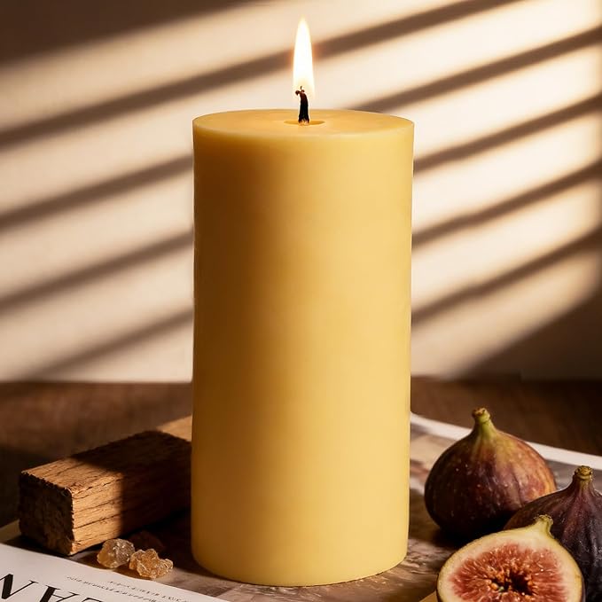 Palo Santo Beeswax Blend Pillar Candle – 100 Hours Long Burning, Non-Toxic Beeswax Scented Candle for Spiritual Cleansing, Stress Relief, Meditation, Yoga (2.8"x6")