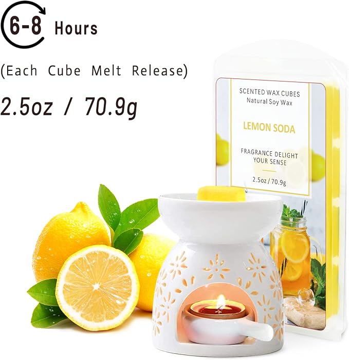 SCENTORINI Summer Soy Wax Melts 8 Pack for Wax Warmer, Scented Wax Cubes for Candle Warmers, Vanilla Ice Cream, Lemon Soda, Marshmallow, Passion Fruit, Long Lasting Home Fragrance