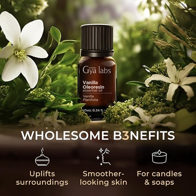 Vanilla Essential Oil Roll on & Vanilla Essential Oil for Skin - Aromatherapy Grade Essential Oils Set - 2x0.34 Fl Oz - Gya Labs