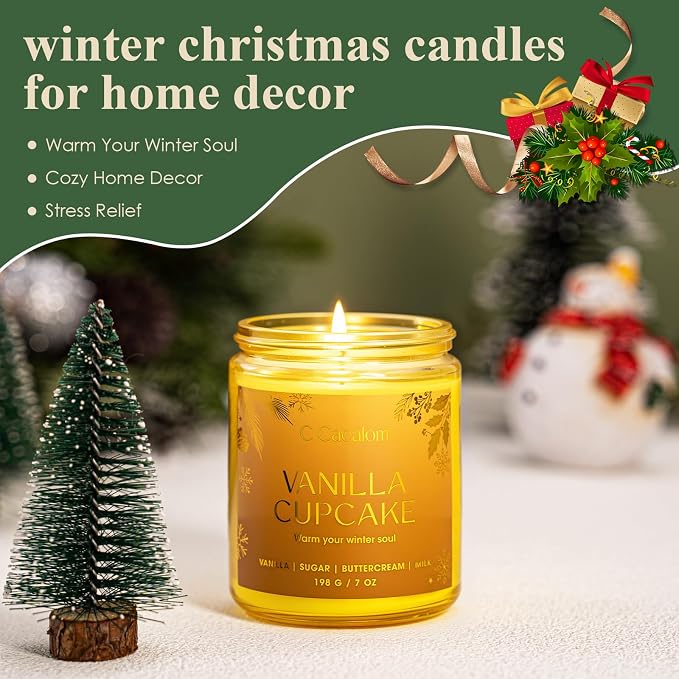 Winter Scented Candles, Holiday Candles for Home, Aromatherapy Soy Candles Gifts Set for Women Men, Vanilla/Fir/Apple Cider/Winter Holiday