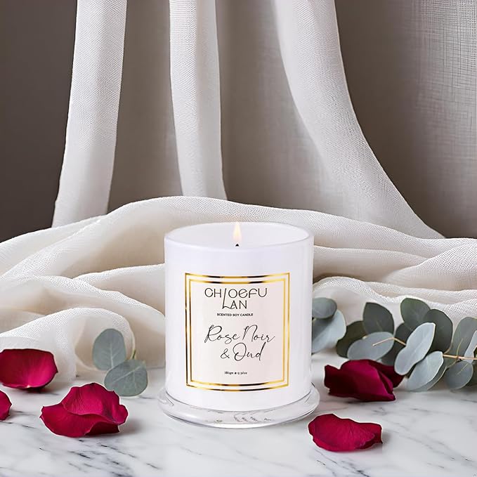 Rose Scented Candles, Oud Candle Gifts for Women, Long Lasting Burning Highly Scented Lovely Candles, Valentines Day Gifts for Her, Luxury Jar Candle for Mom, 70 Hours 10 oz