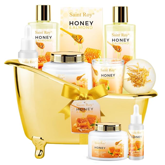 Shower kit gift Birthday Spa Gifts for Women, Honey Almond Bath Gift Set for Women, Spa Gift Basket for Women & Men, Home Spa Gift Set, Self-Care Spa, Bath Gifts Christmas, Mother Day, Anniversary